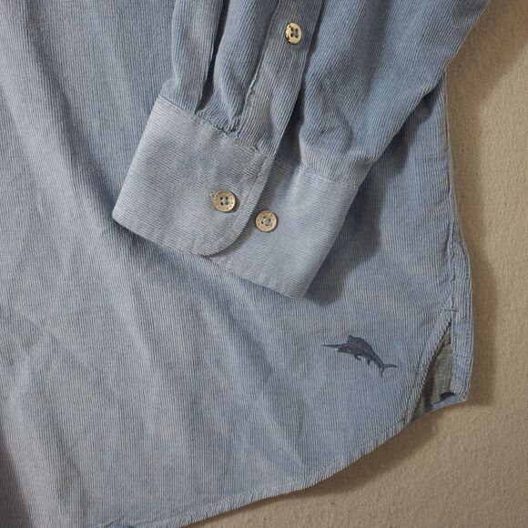 Tommy Bahama Coastline Cord Mens 2XB Sky Blue Corduroy Embroidered Logo Shirt - Picture 2 of 8
